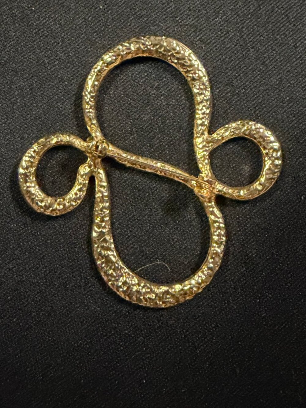 Gold-Tone Abstract Swirl Openwork Brooch Pin